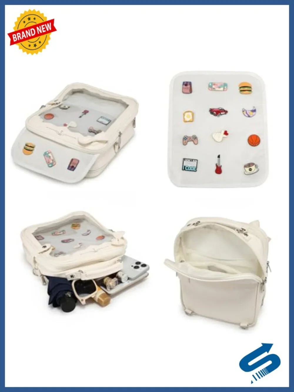 Kawaii Ita Bag Crossbody Backpack Clear Window Display Case for Anime Pins
